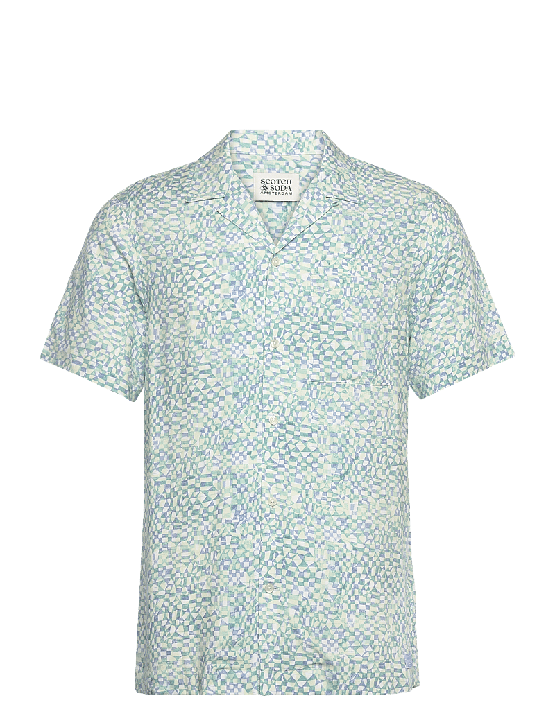 Scotch & Soda - AOP short-sleeved regular fit viscose shirt - kurzarmhemden - luna ditsy green aop - 0