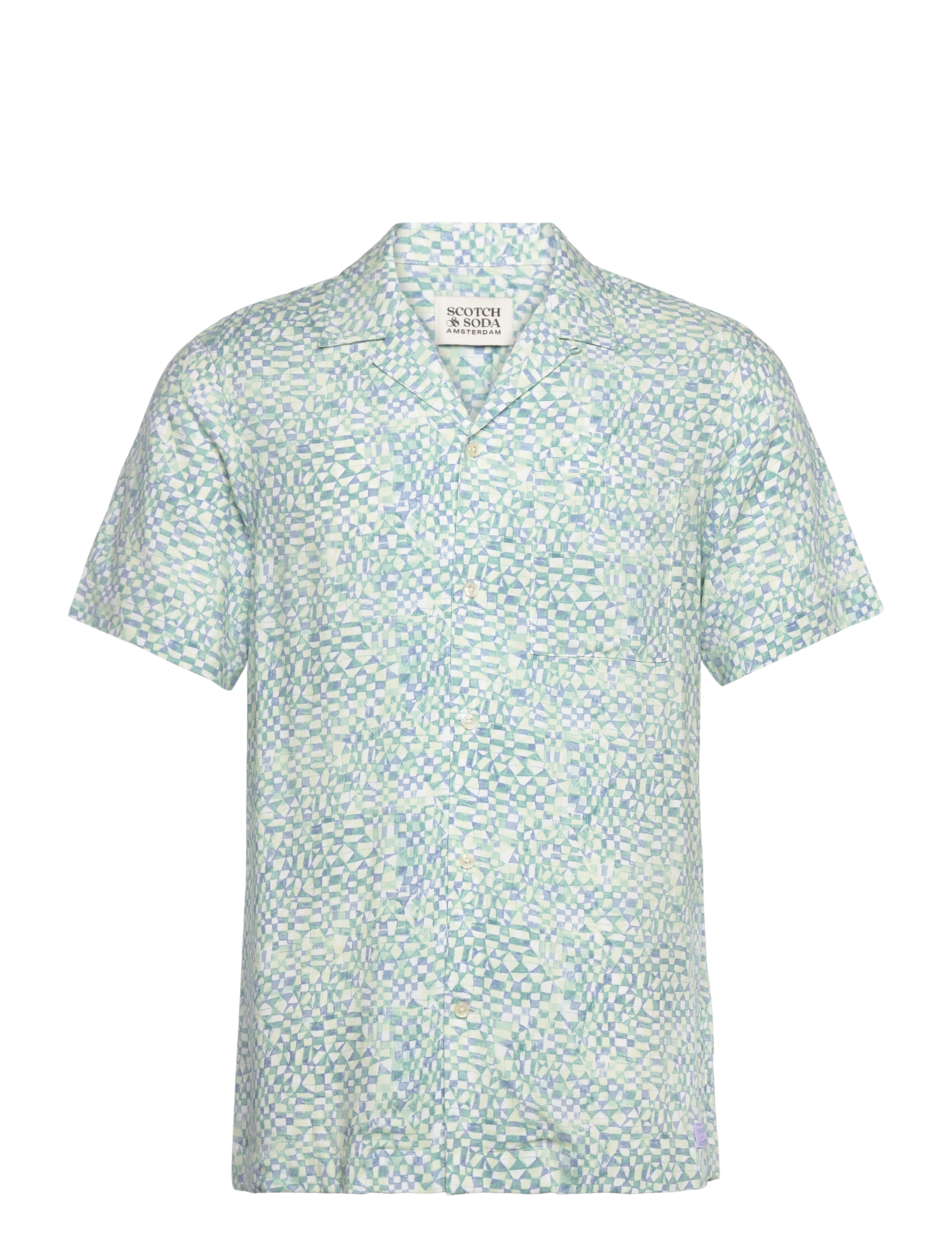 Scotch & Soda - AOP short-sleeved regular fit viscose shirt - kurzarmhemden - luna ditsy green aop - 0