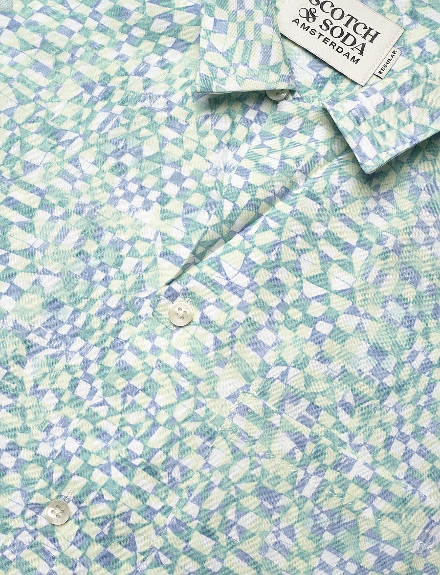 Scotch & Soda - AOP short-sleeved regular fit viscose shirt - kurzarmhemden - luna ditsy green aop - 3