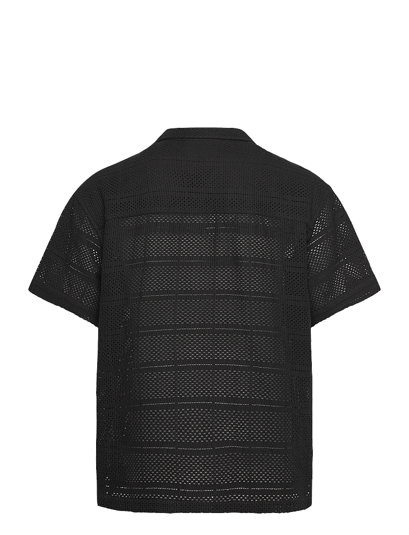 Scotch & Soda - Crochet short-sleeved relaxed-fit shirt - kortærmede skjorter - washed black - 1