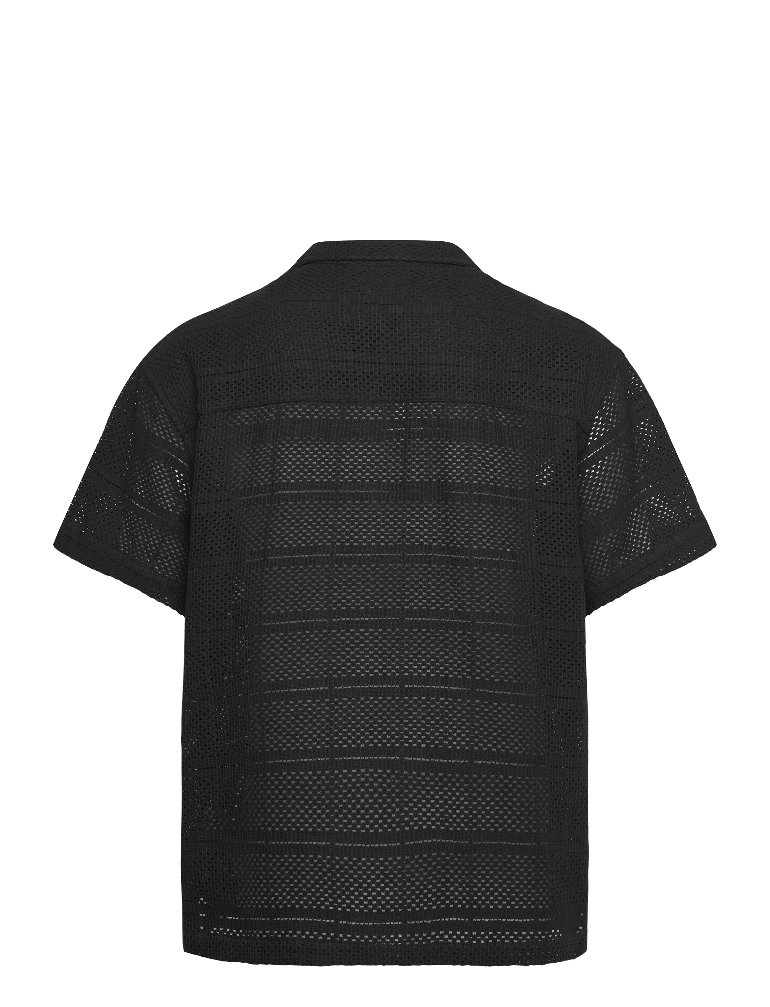 Scotch & Soda - Crochet short-sleeved relaxed-fit shirt - chemises à manches courtes - washed black - 1