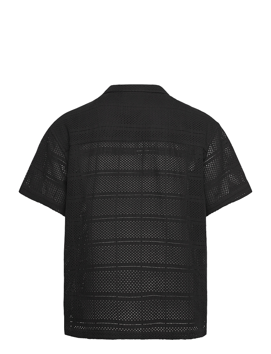 Scotch & Soda - Crochet short-sleeved relaxed-fit shirt - kurzarmhemden - washed black - 1