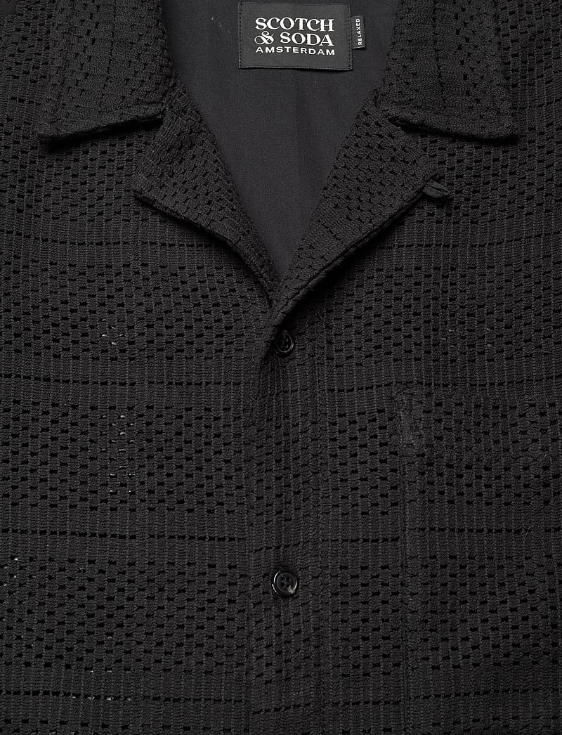 Scotch & Soda - Crochet short-sleeved relaxed-fit shirt - kortærmede skjorter - washed black - 2