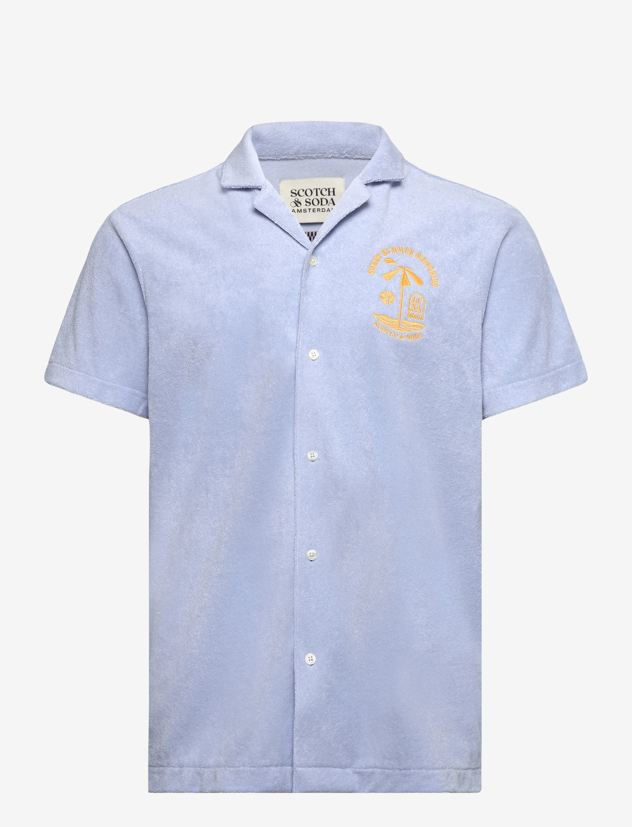 Scotch & Soda - Short-sleeved regular fit towelling shirt - short-sleeved polos - sky blue - 0