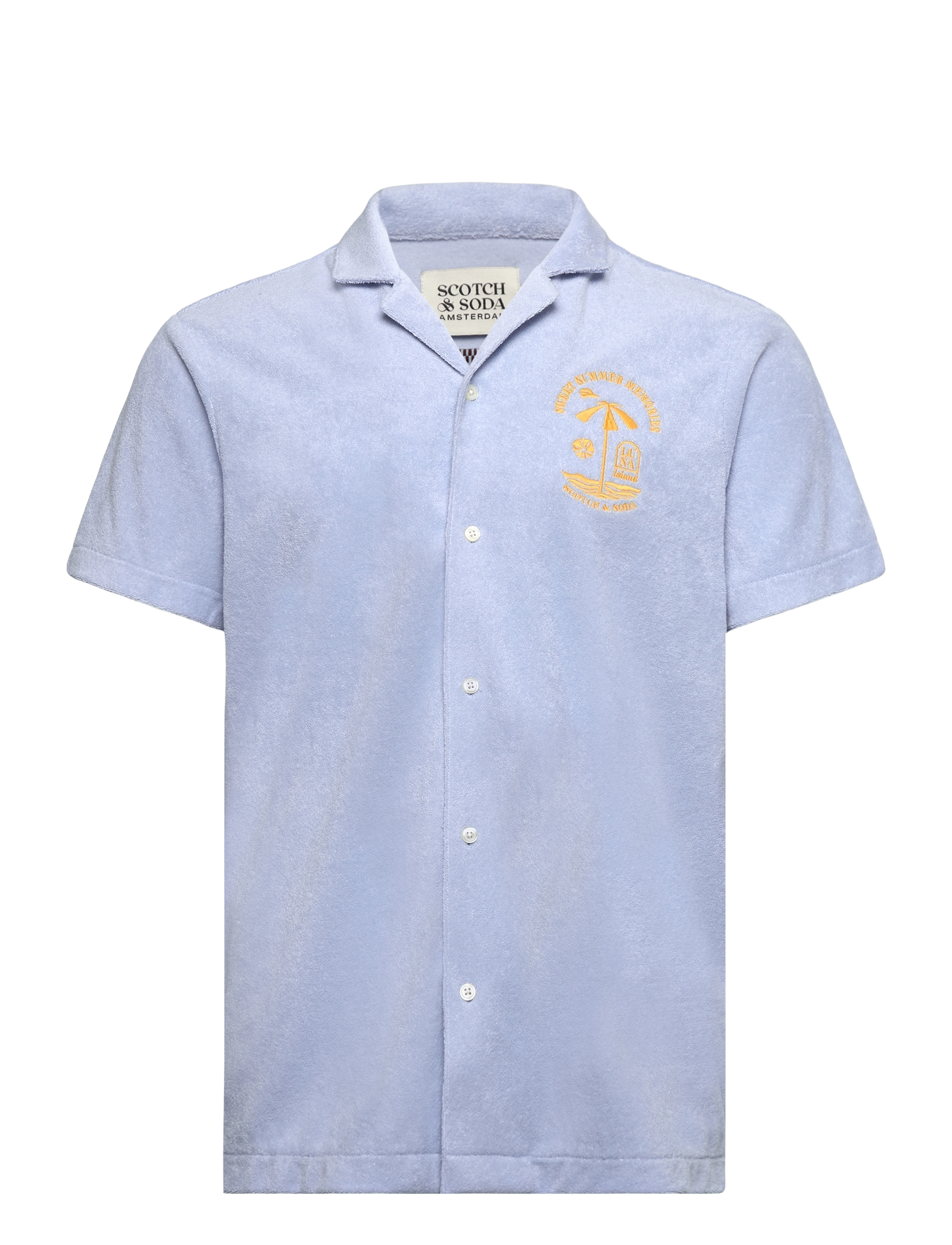 Scotch & Soda Short-sleeved regular fit towelling shirt - Pikéer - SKY BLUE / blue