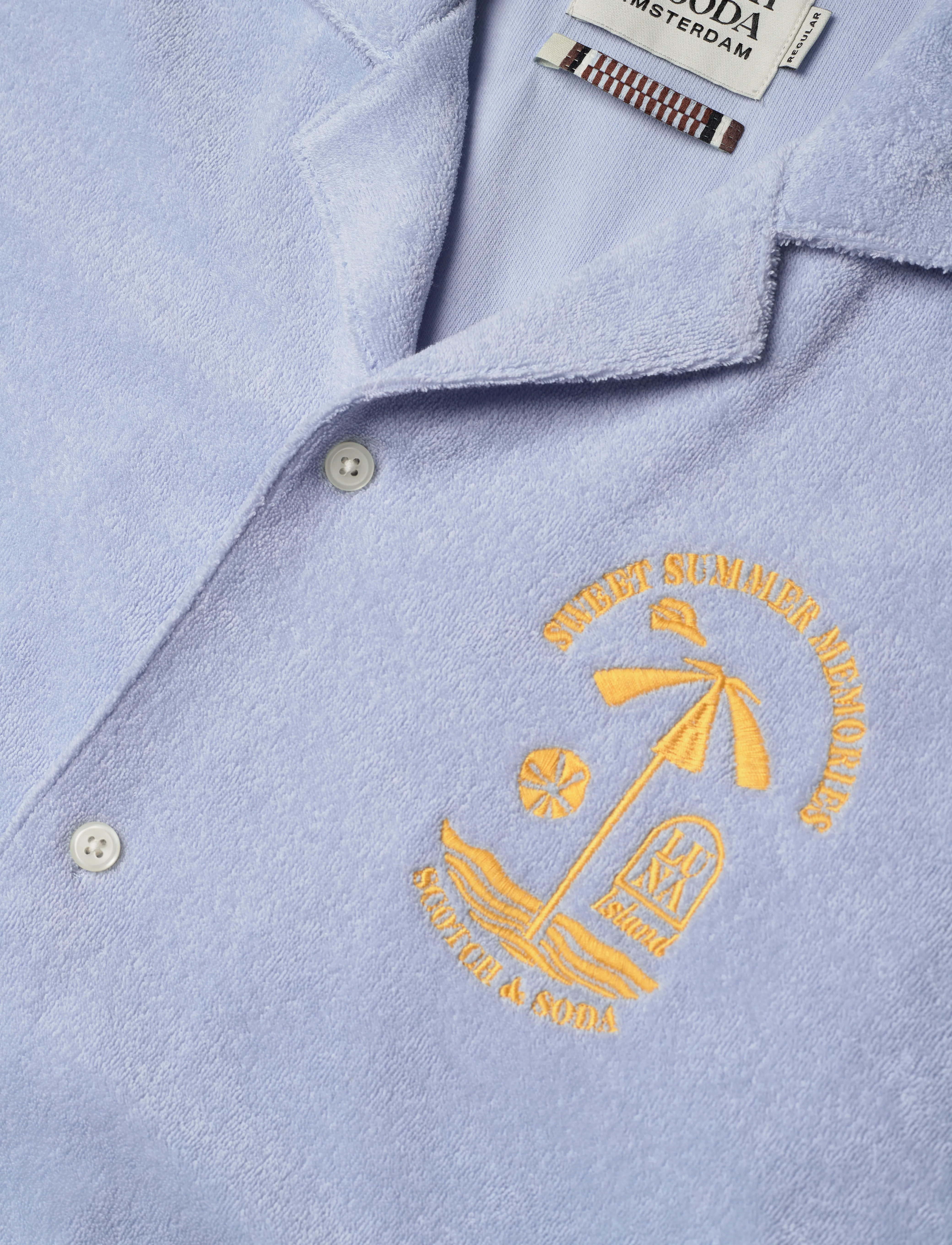 Scotch & Soda - Short-sleeved regular fit towelling shirt - kortærmede poloer - sky blue - 3
