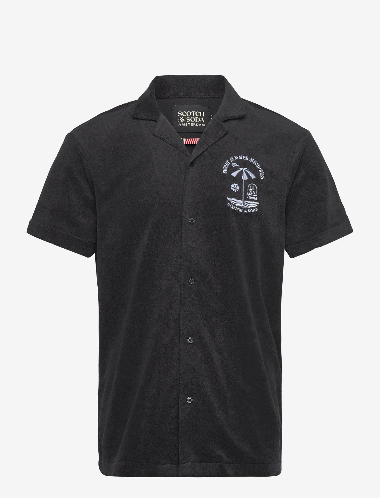 Scotch & Soda - Short-sleeved regular fit towelling shirt - lühikeste varrukatega polod - washed black - 0