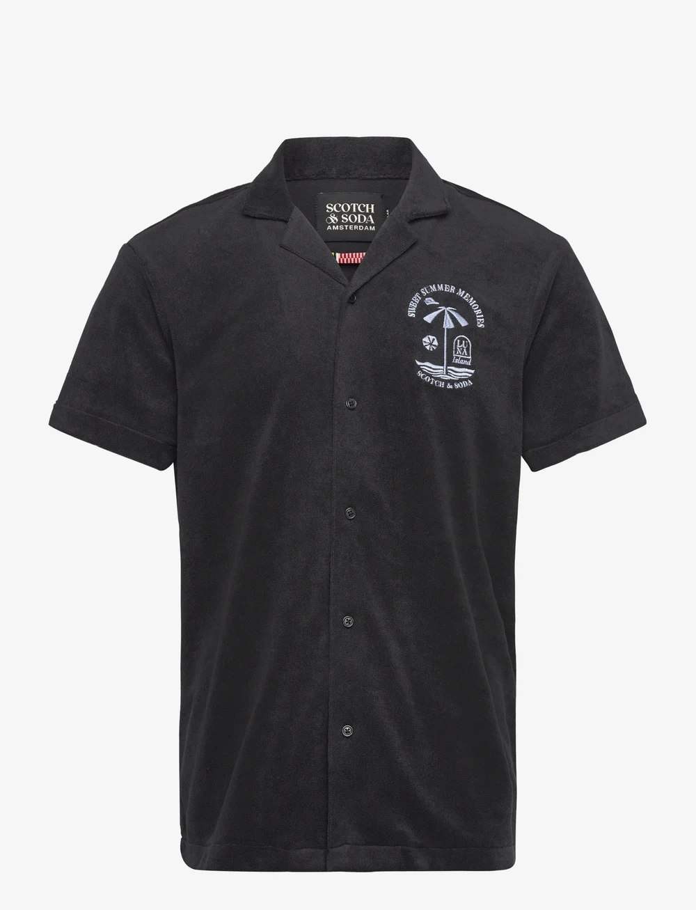 Scotch & Soda - Short-sleeved regular fit towelling shirt - korte mouwen - washed black - 0