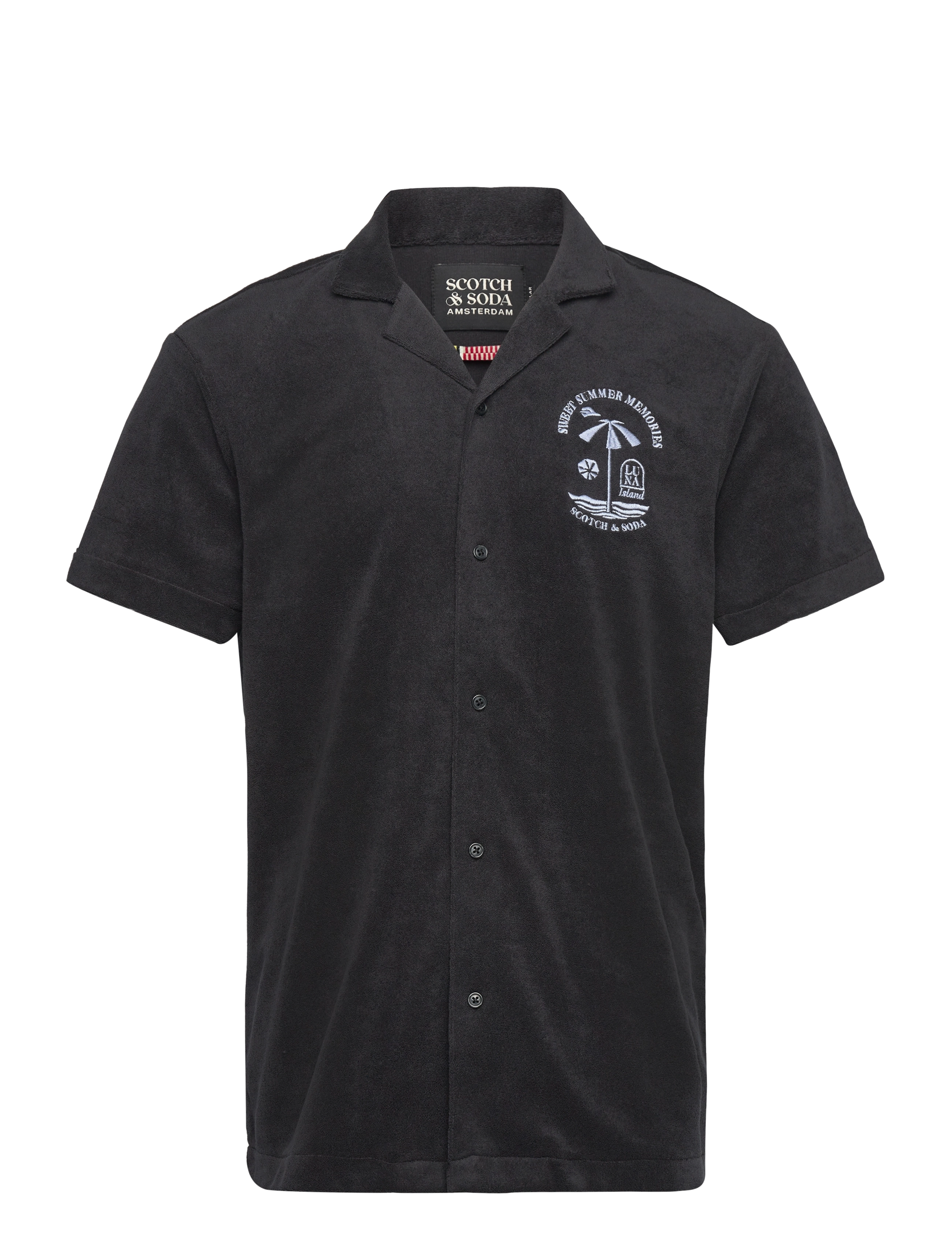 Scotch & Soda Short-sleeved regular fit towelling shirt - Poloer - WASHED BLACK / black