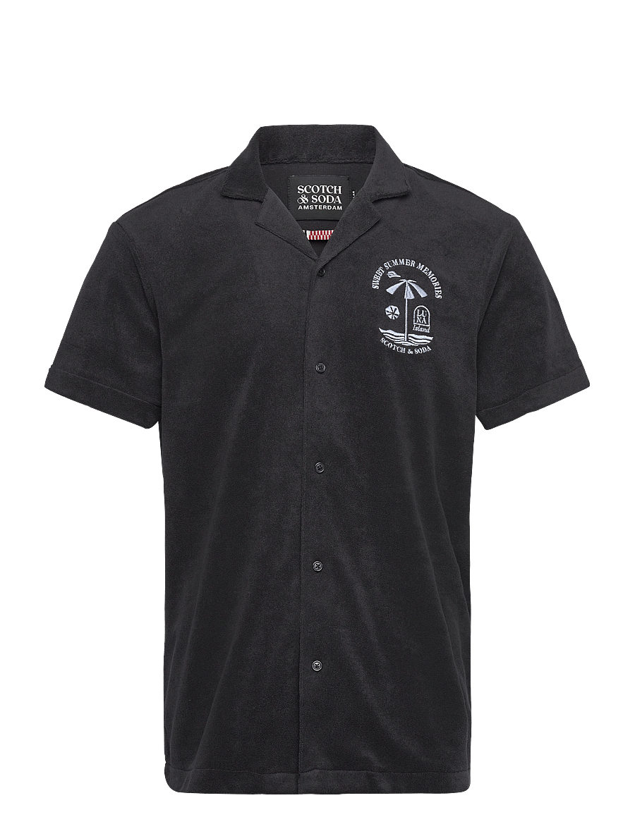 Scotch & Soda - Short-sleeved regular fit towelling shirt - polos à manches courtes - washed black - 0