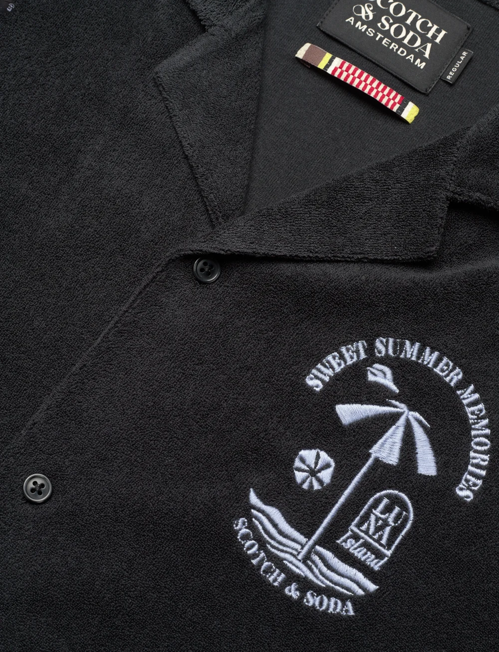 Scotch & Soda - Short-sleeved regular fit towelling shirt - korte mouwen - washed black - 3