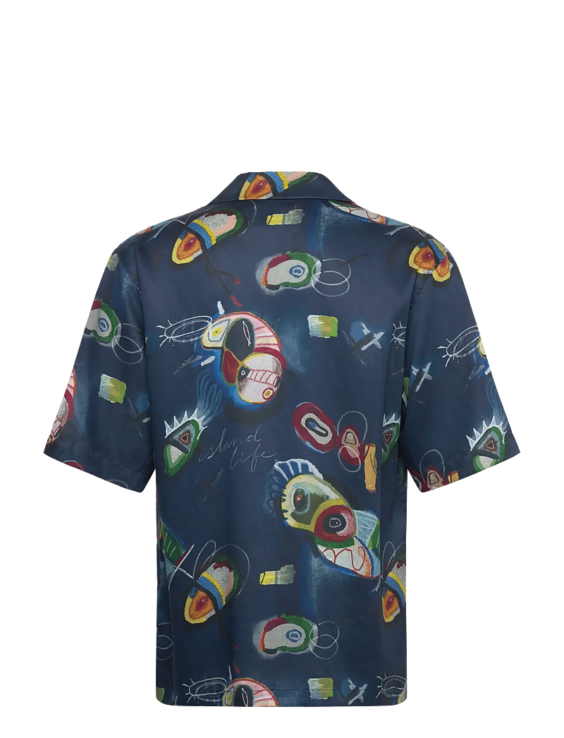 Scotch & Soda - AOP short-sleeved relaxed-fit tencel shirt - kurzarmhemden - abstract island night aop - 1