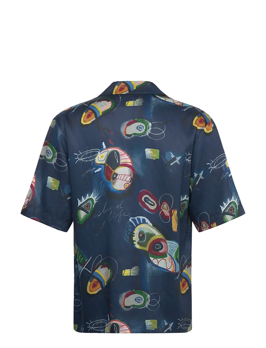 Scotch & Soda - AOP short-sleeved relaxed-fit tencel shirt - chemises à manches courtes - abstract island night aop - 1