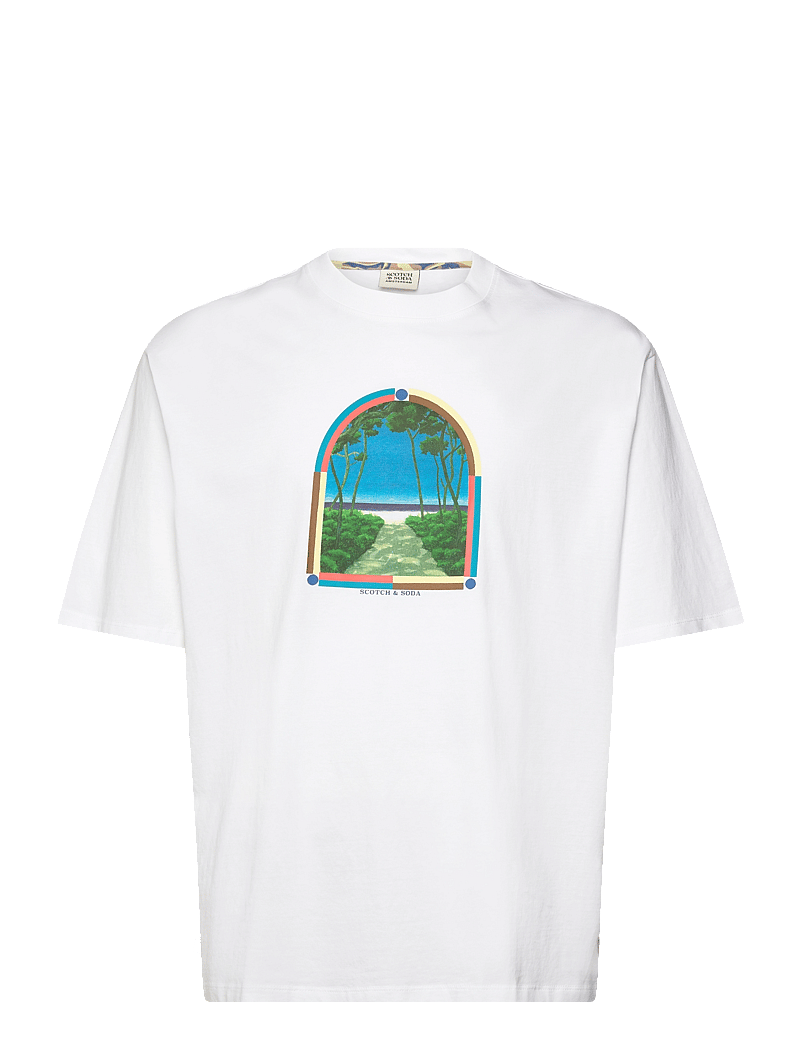 Scotch & Soda - Loose fit front chest artwork T-shirt - kortærmede t-shirts - white - 0