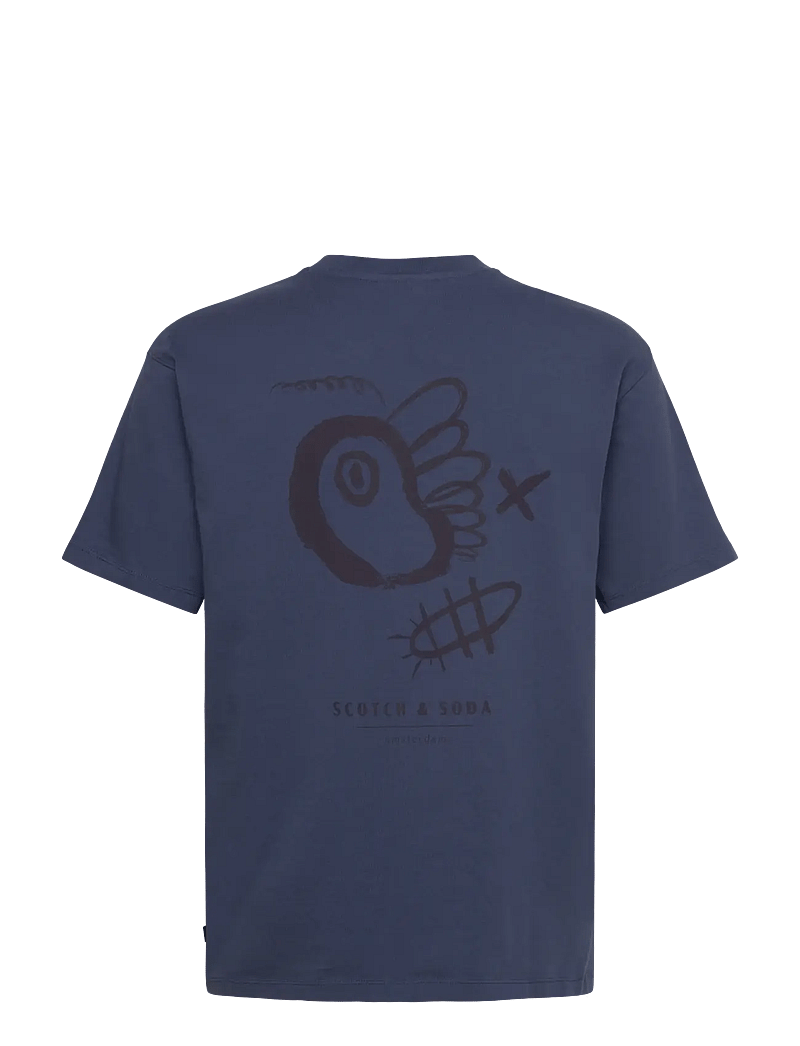 Scotch & Soda - Regular fit front and back artwork T-shirt - lühikeste varrukatega t-särgid - atlantic blue - 1