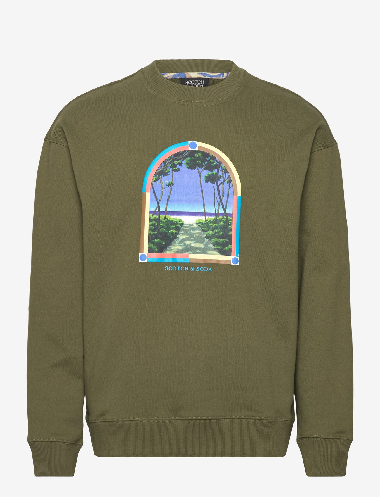 Scotch & Soda - Relaxed-fit front artwork sweatshirt - sweatshirts - army - 0
