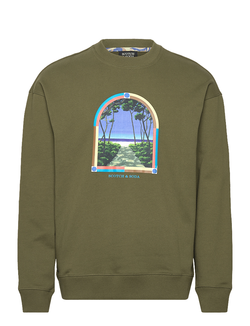 Scotch & Soda - Relaxed-fit front artwork sweatshirt - sweatshirts - army - 0
