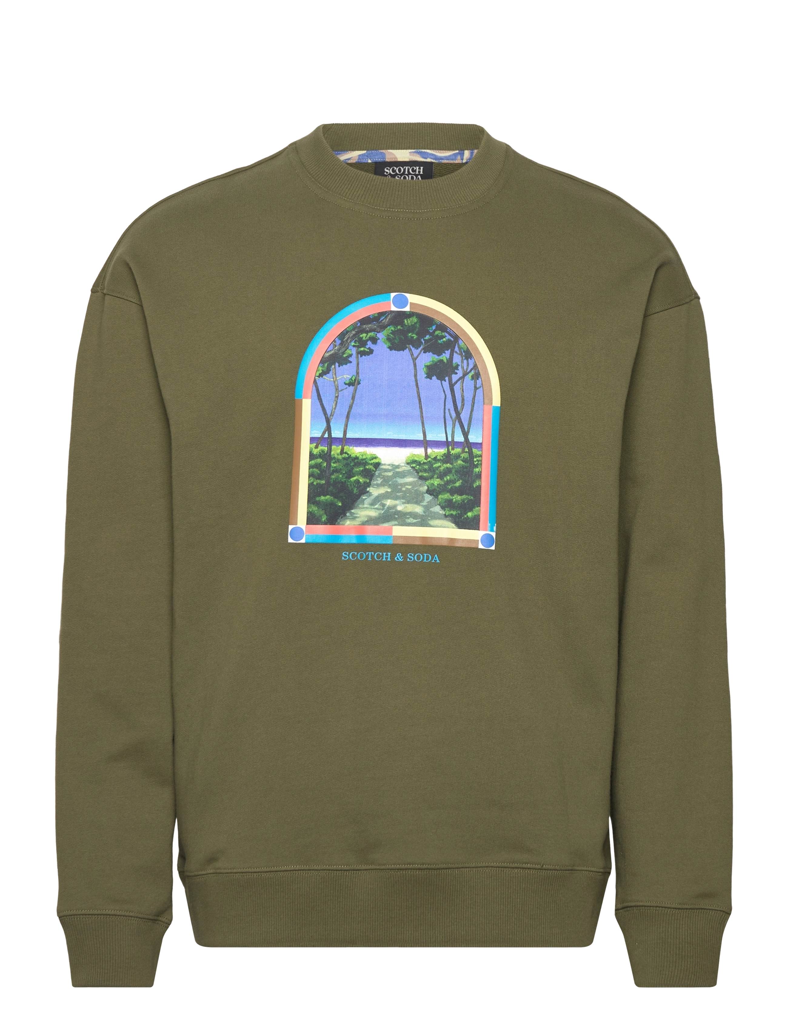 Scotch & Soda Relaxed-fit front artwork sweatshirt - Sweatshirts - ARMY / khaki/green