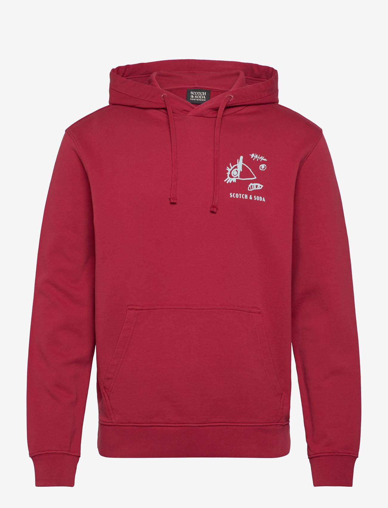 Scotch & Soda - Regular fit front and back artwork hoodie - hoodies - roadside red - 0