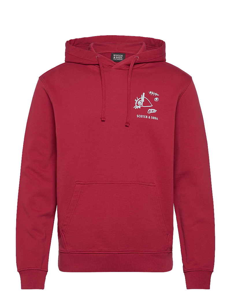 Scotch & Soda - Regular fit front and back artwork hoodie - hættetrøjer - roadside red - 0