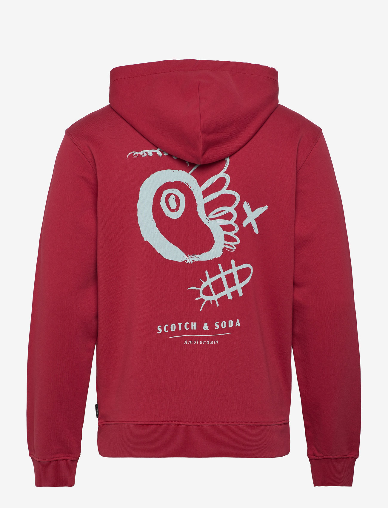 Scotch & Soda - Regular fit front and back artwork hoodie - hoodies - roadside red - 1