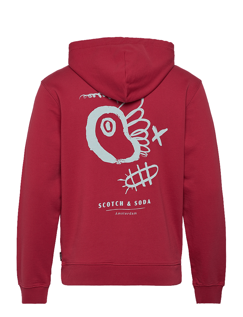 Scotch & Soda - Regular fit front and back artwork hoodie - hættetrøjer - roadside red - 1