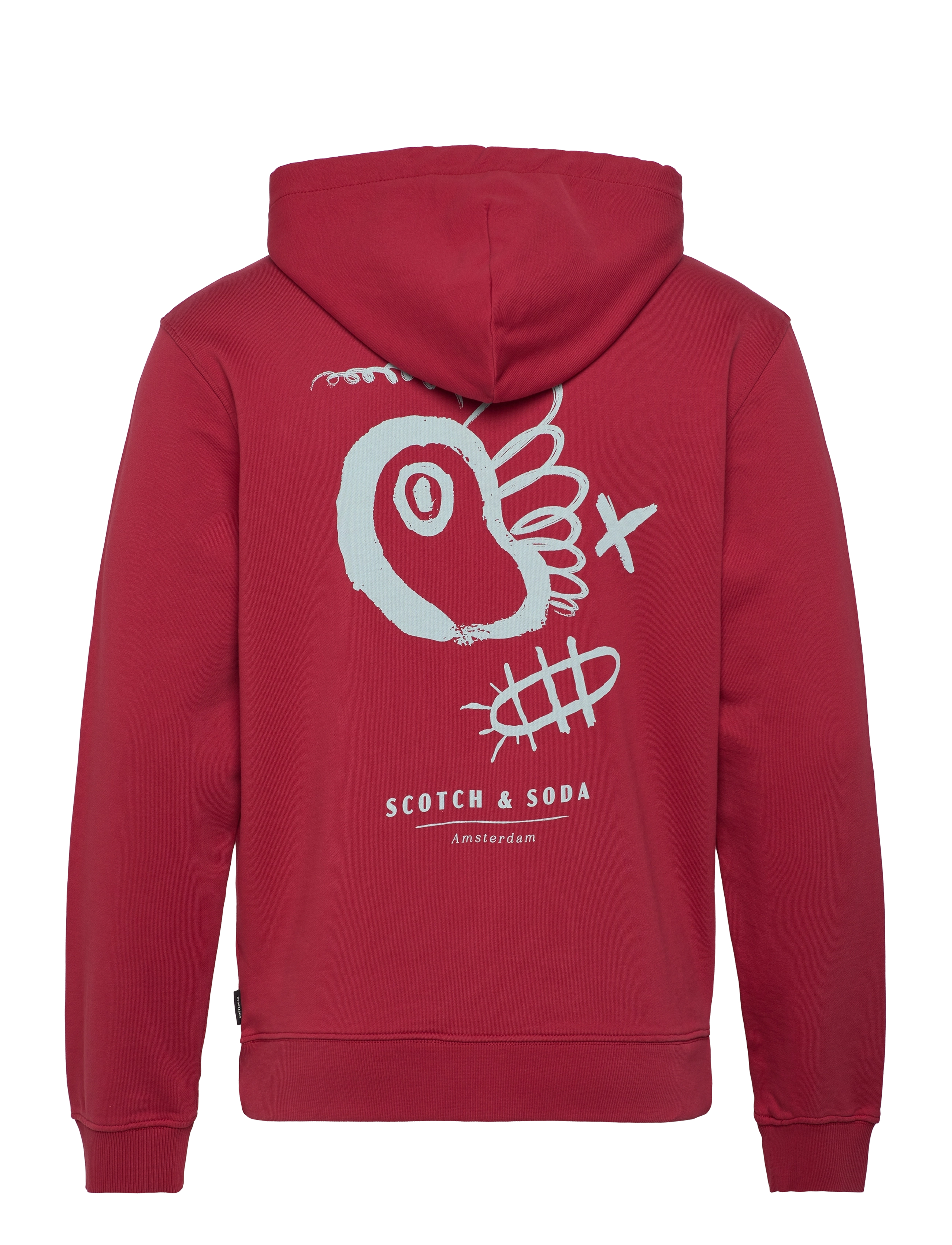 Scotch & Soda - Regular fit front and back artwork hoodie - roadside red - 1