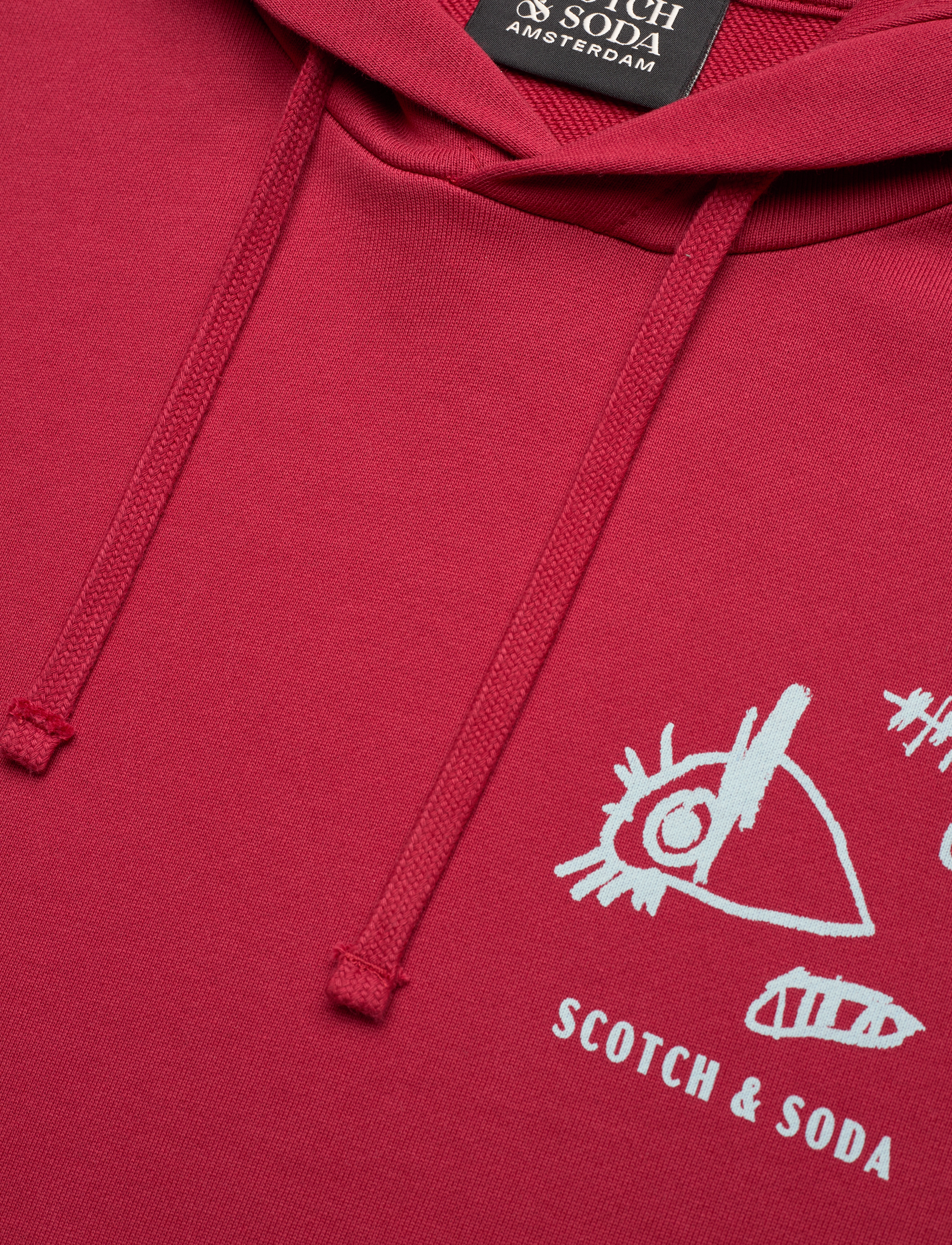 Scotch & Soda - Regular fit front and back artwork hoodie - roadside red - 2