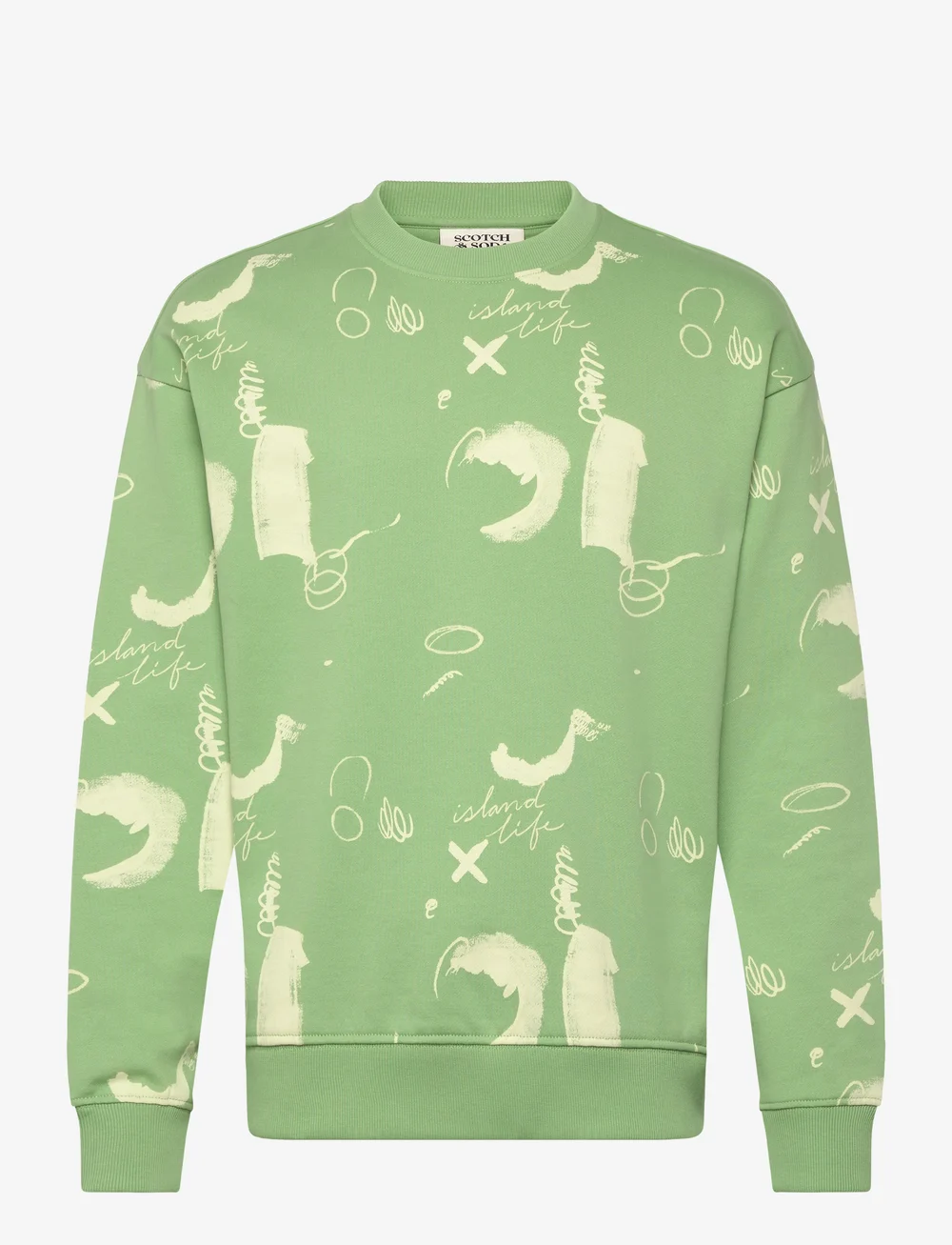 Scotch & Soda - Relaxed-fit AOP sweatshirt - sweatshirts - abstract green aop - 0
