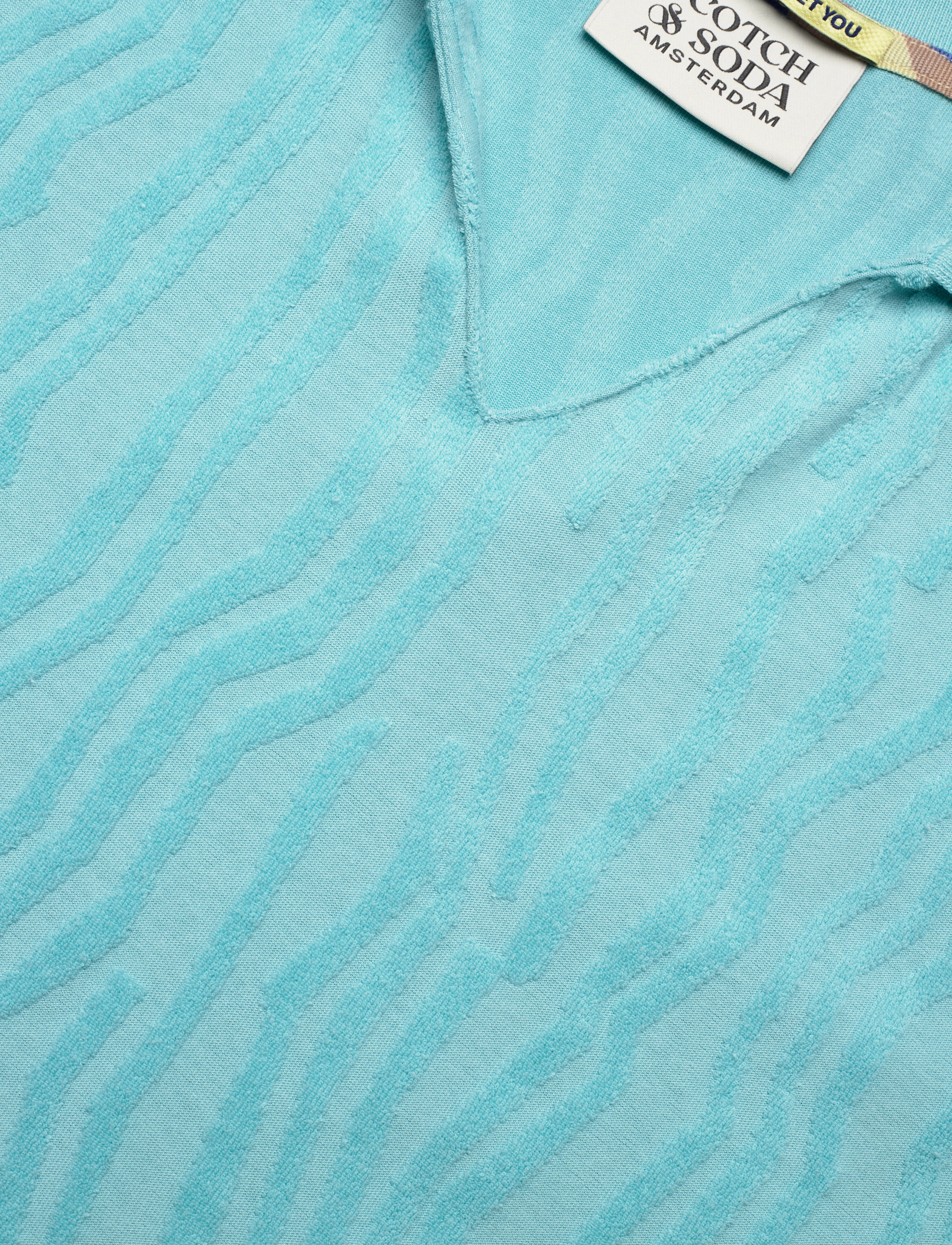 Scotch & Soda - Jacquard cotton terry relaxed-fit polo - kurzärmelig - sea blue - 2
