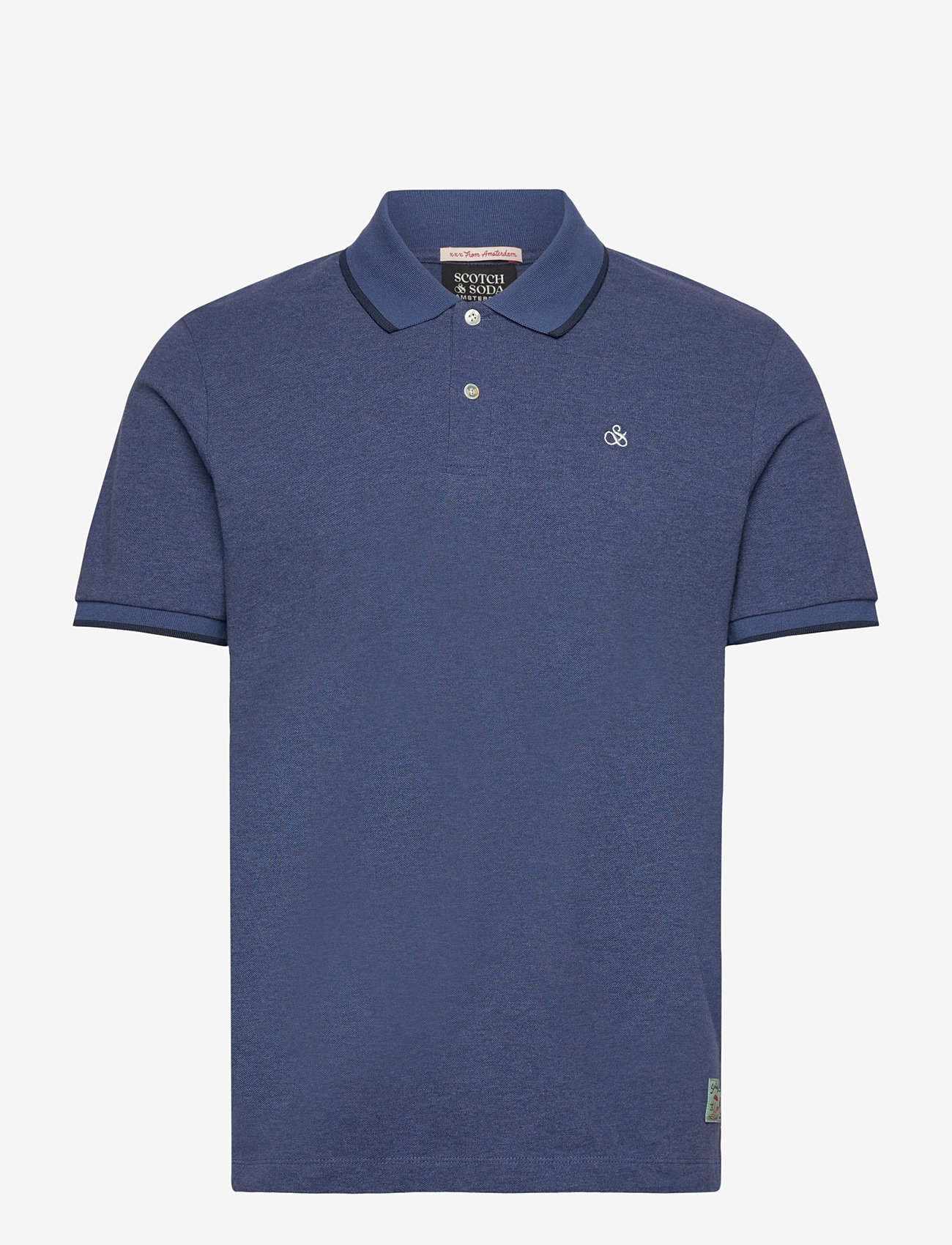 Scotch & Soda - Melange regular fit polo - short-sleeved polos - atlantic blue melange - 0