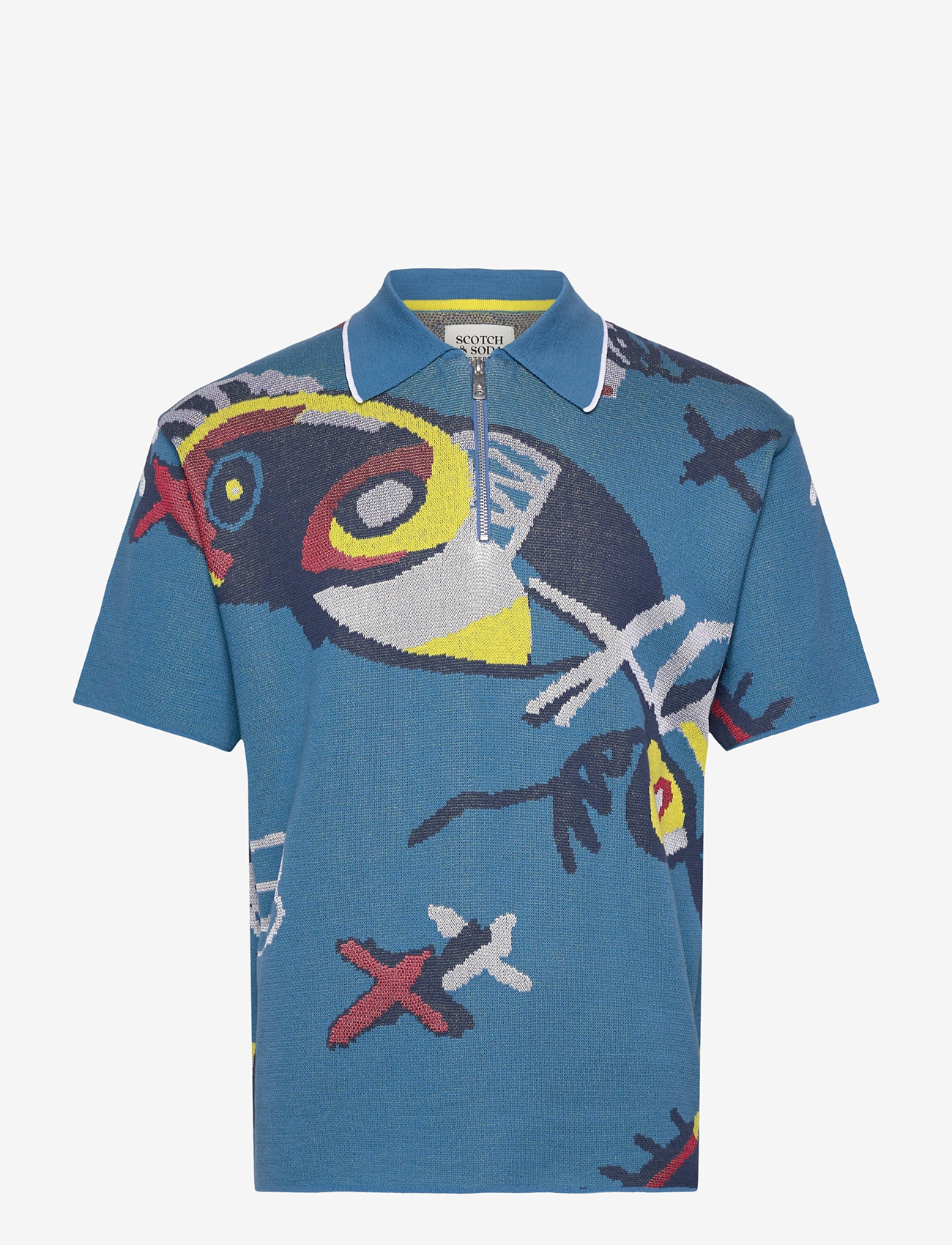 Scotch & Soda - Abstract Island Crochet Polo - lyhythihaiset - abstract island blue - 0