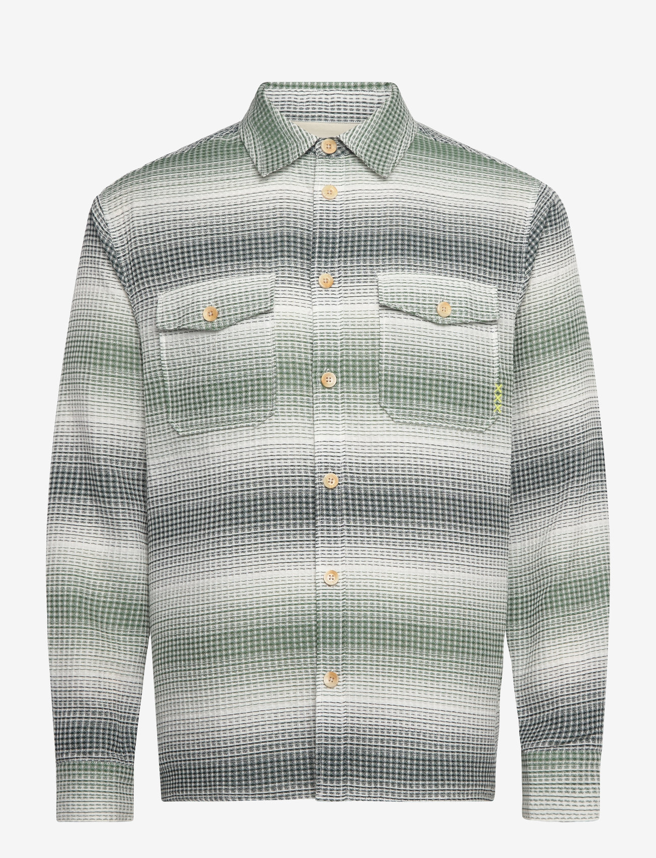 Scotch & Soda - Relaxed Fit Stripe Waffle Shirt - amsterdam green stripe - 0