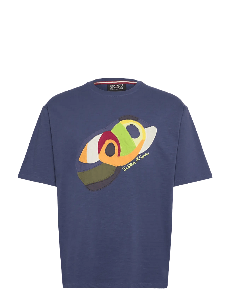 Scotch & Soda - Loose fit applique T-shirt - lühikeste varrukatega t-särgid - atlantic blue - 0