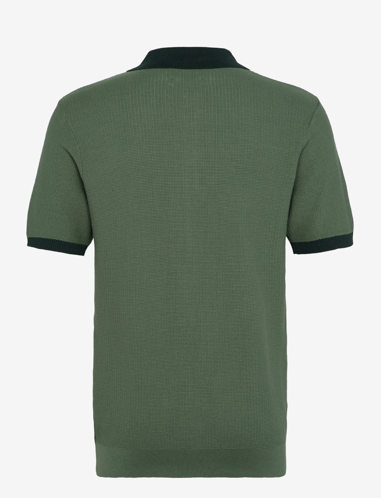 Scotch & Soda - Structured Knitted Solid Polo - short-sleeved polos - sage green - 1