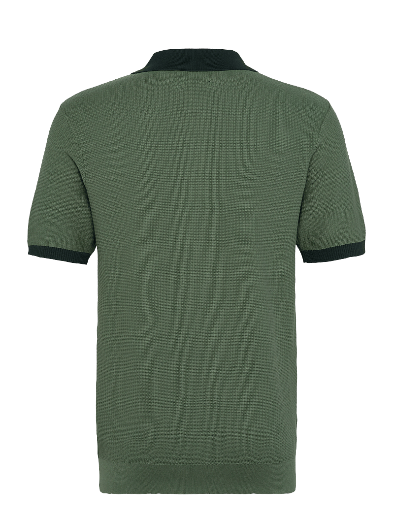 Scotch & Soda - Structured Knitted Solid Polo - kortærmede poloer - sage green - 1