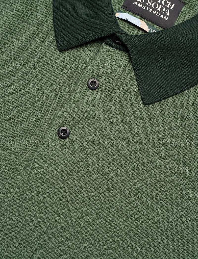 Scotch & Soda - Structured Knitted Solid Polo - kortærmede poloer - sage green - 2