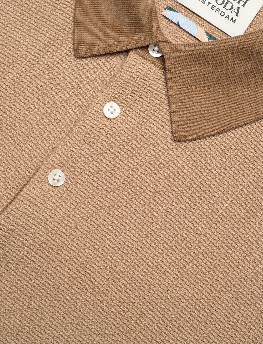 Scotch & Soda - Structured Knitted Solid Polo - lühikeste varrukatega polod - sand - 2