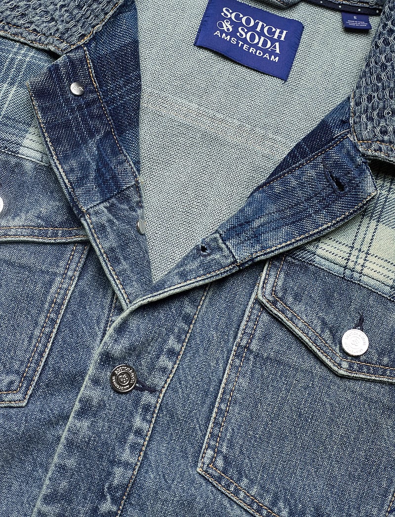 Scotch & Soda - Denim trucker jacket with contrast check panelling - uforede denimjakker - great outdoors - 2