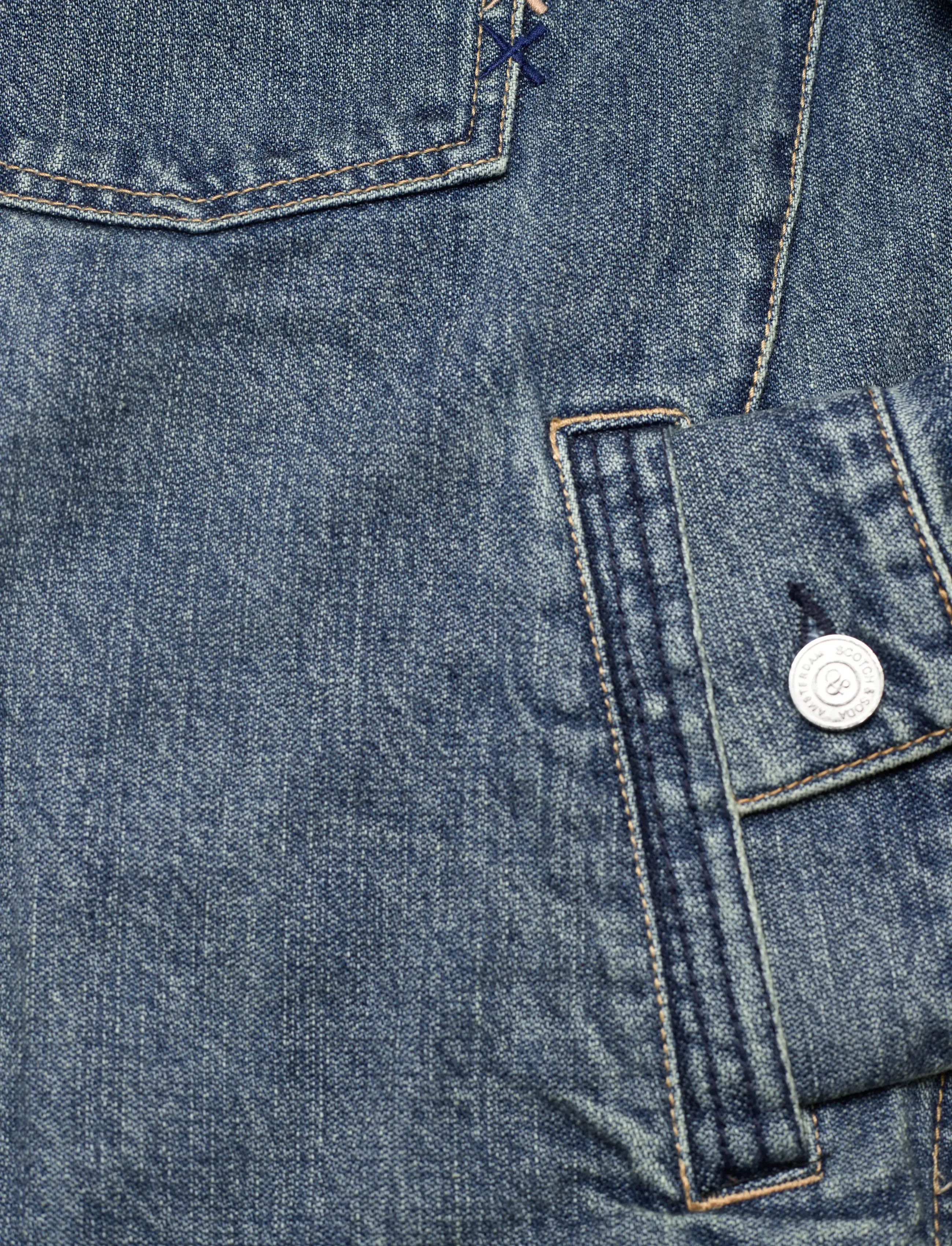 Scotch & Soda - Denim trucker jacket with contrast check panelling - great outdoors - 3
