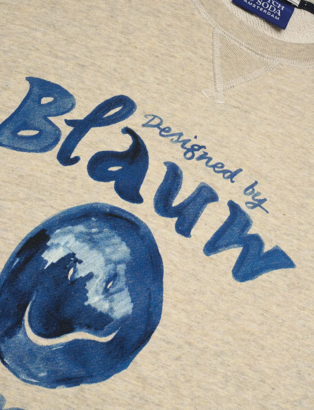 Scotch & Soda - Denim washed artwork sweatshirt - džemperiai - ecru melange - 2