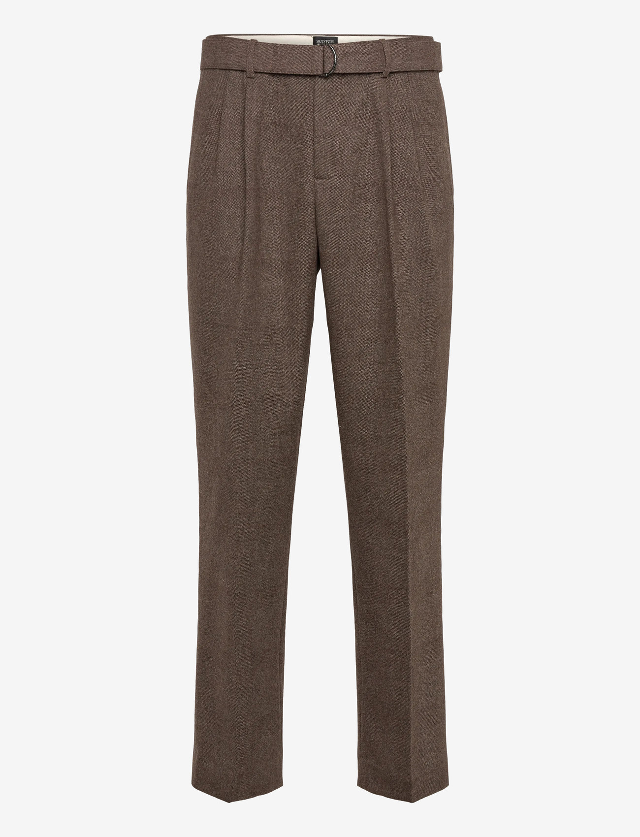 Scotch & Soda - Yarn-dyed wool blend relaxed straight pleated chino - chinos - demitasse patchwork check - 0