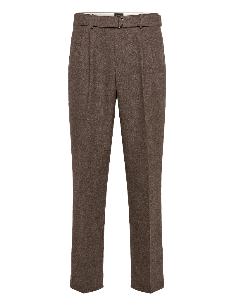 Scotch & Soda - Yarn-dyed wool blend relaxed straight pleated chino - chinos - demitasse patchwork check - 0