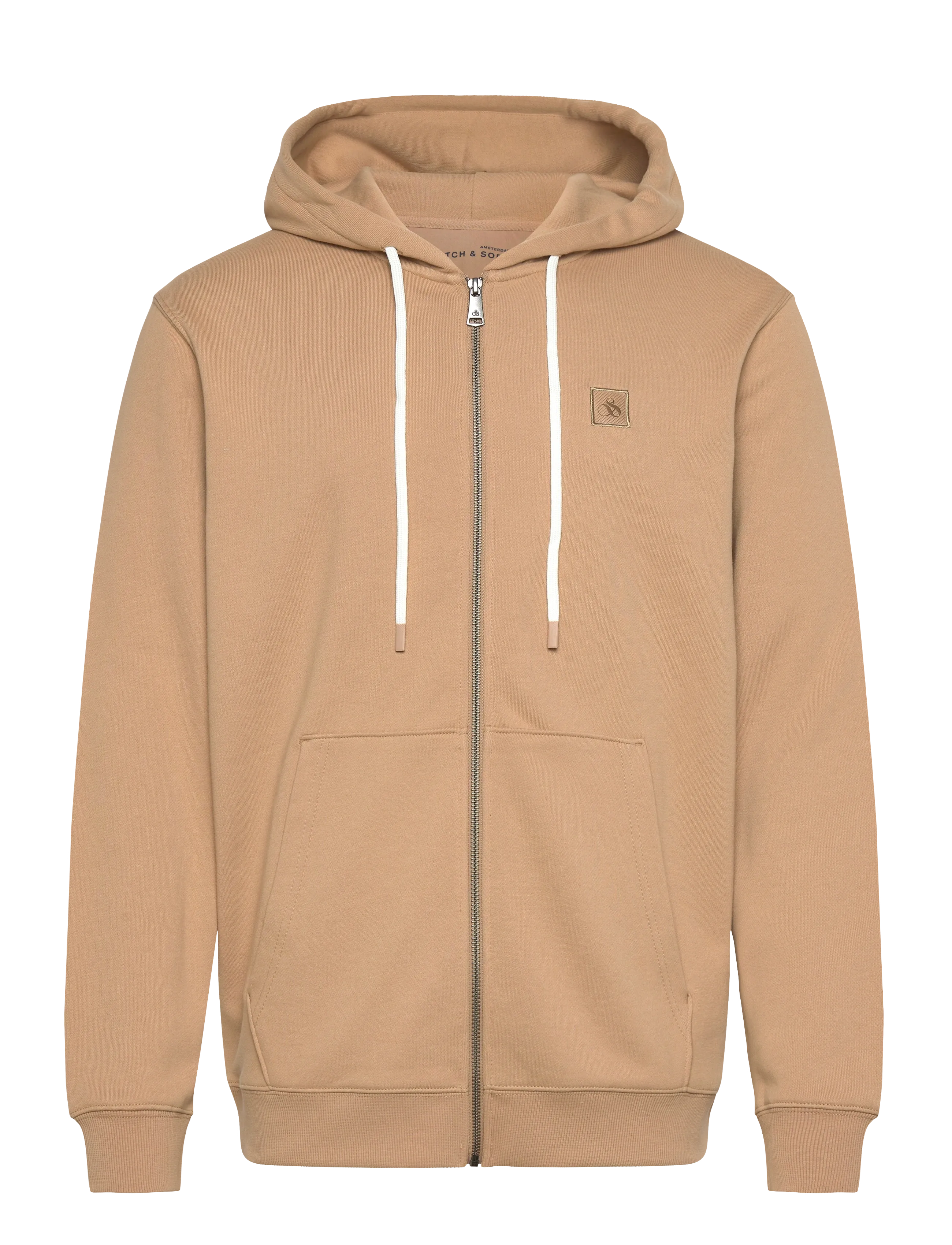 Scotch & Soda Full Zip Logo Hoodie, XXL, Beige, Sweatshirts & Hættetrøjer > Hættetrøjer, Herre