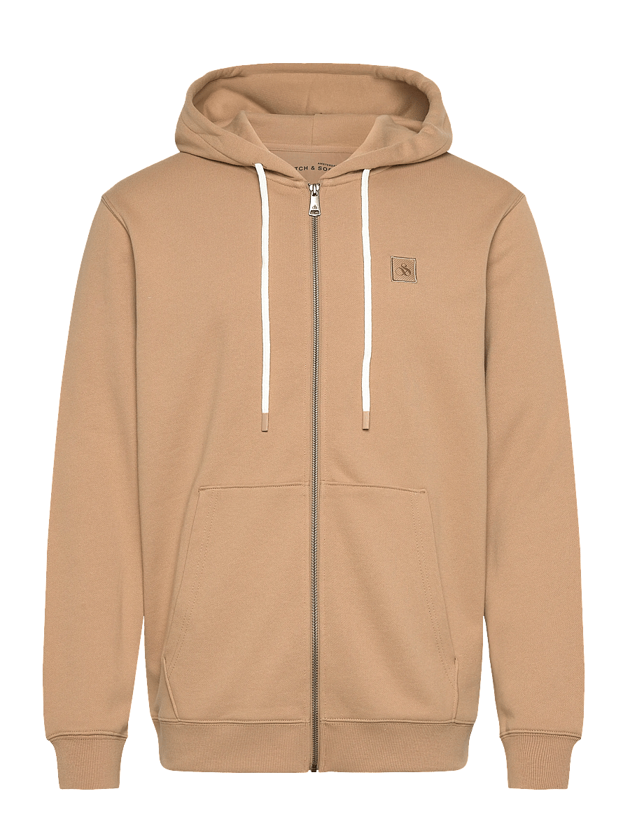 Scotch & Soda - Full Zip Logo Hoodie - kapuutsiga pusad - tannin - 0