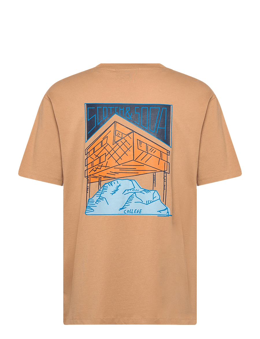 Scotch & Soda - Relaxed Fit Front + Back AW T-shirt - kurzärmelige t-shirts - tannin - 1