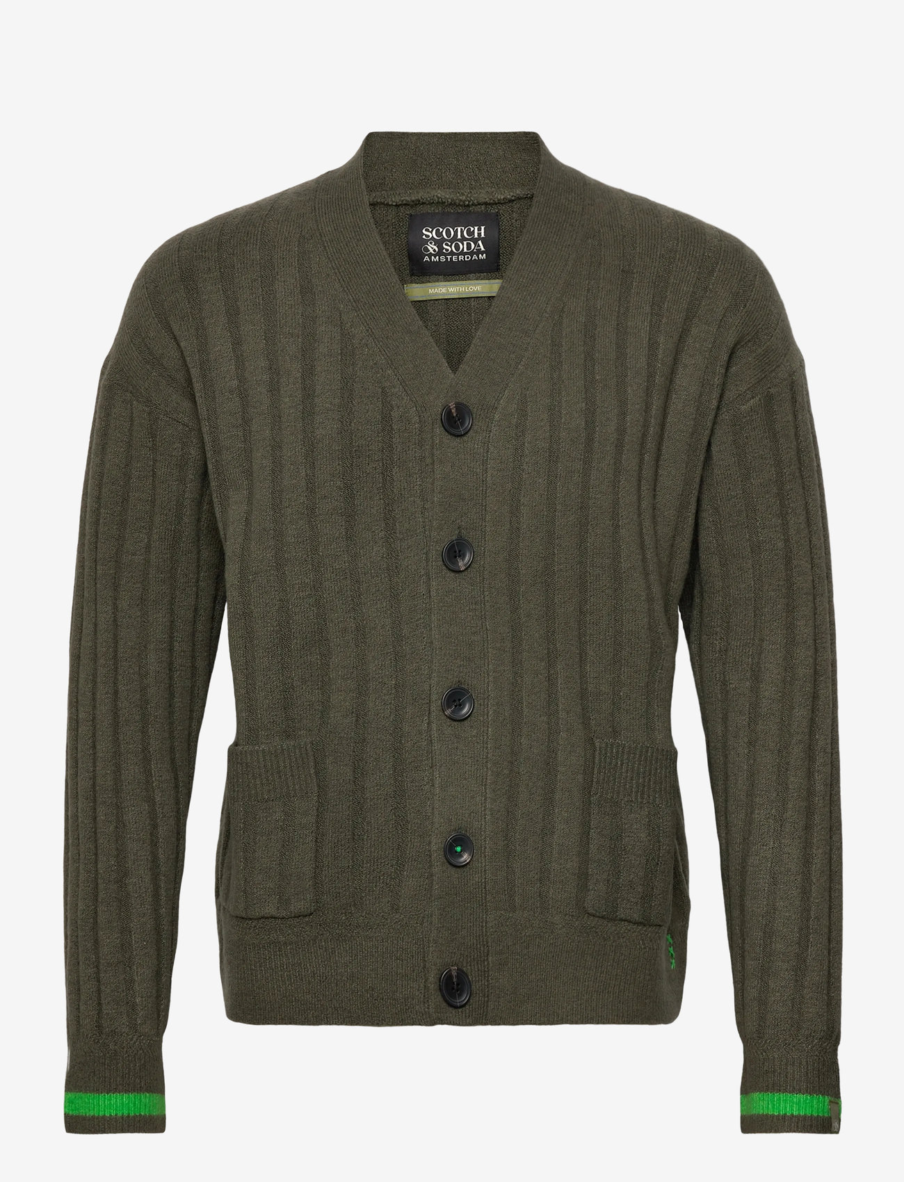 Scotch & Soda - Soft knit dropped shoulder cardigan - cardigans - thyme - 0