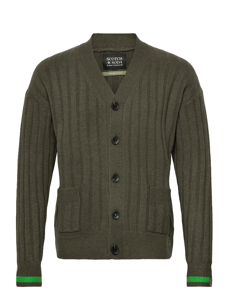 Scotch & Soda - Soft knit dropped shoulder cardigan - cardigans - thyme - 0