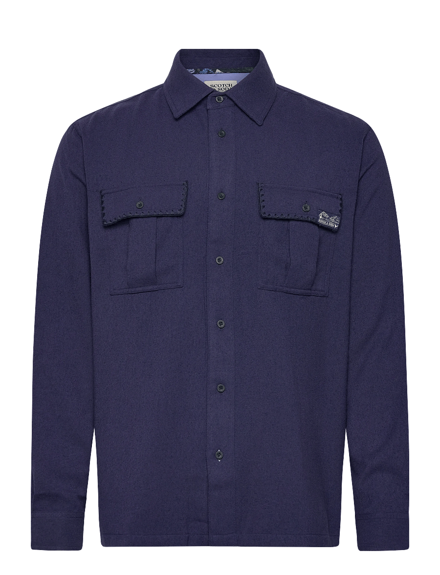 Scotch & Soda - Textured relaxed-fit shirt - Überhemden - peacoat - 0