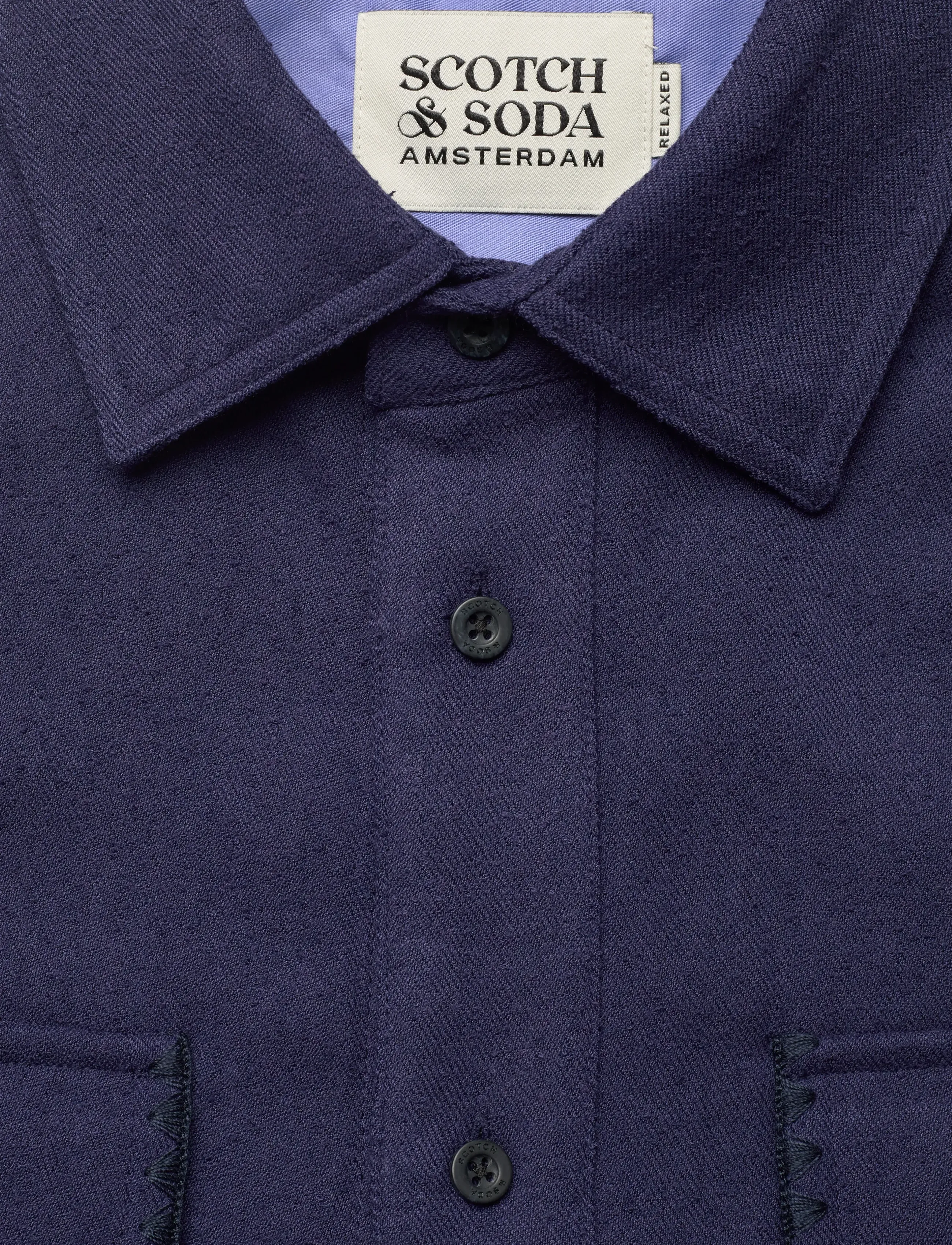 Scotch & Soda - Textured relaxed-fit shirt - overshirts - peacoat - 2